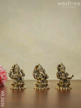 Brass Lakshmi Ganesha Saraswathi - Set Of 3 Wl3636 Figurines