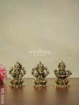 Brass Lakshmi Ganesha Saraswathi - Set Of 3 Wl3636 Figurines