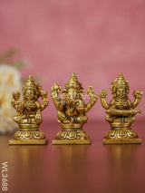 Brass Lakshmi Ganesha Saraswathi Idols - Set Of 3 Wl3688 Figurines