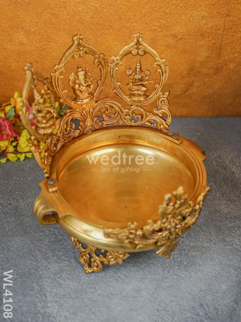 Brass Lakshmi-Ganesha-Saraswathi Urli - Wl4108