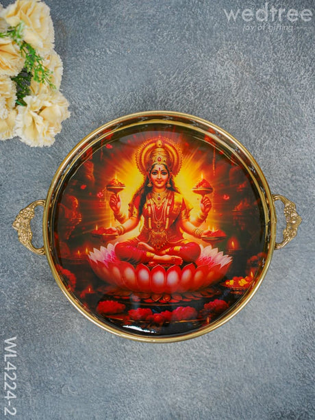 Brass Lakshmi Printed Tray - Wl4224 12 Inch Utility