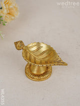 Brass Leaf Diya With Stand - Wl4355