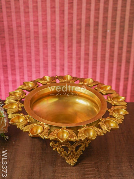 Brass Lotus Diya Urli - 8 Inch Wl3373