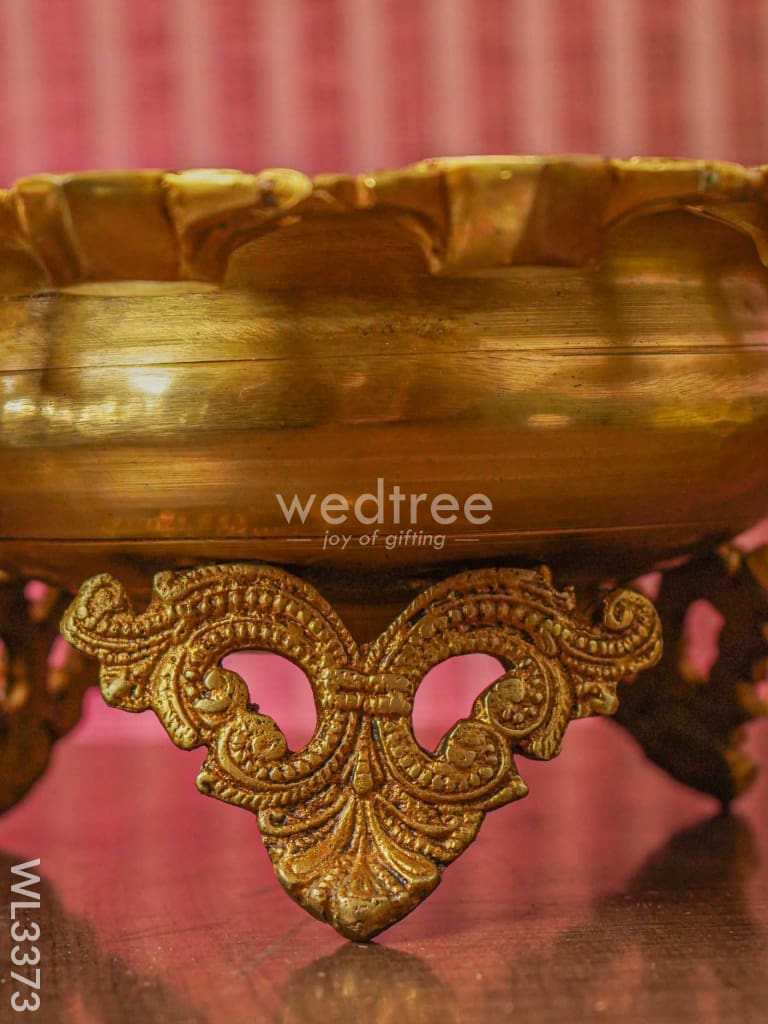 Brass Lotus Diya Urli - 8 Inch Wl3373