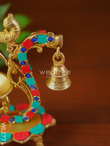 Brass Lotus Diya With Chowki & Stone Work - Wl2771