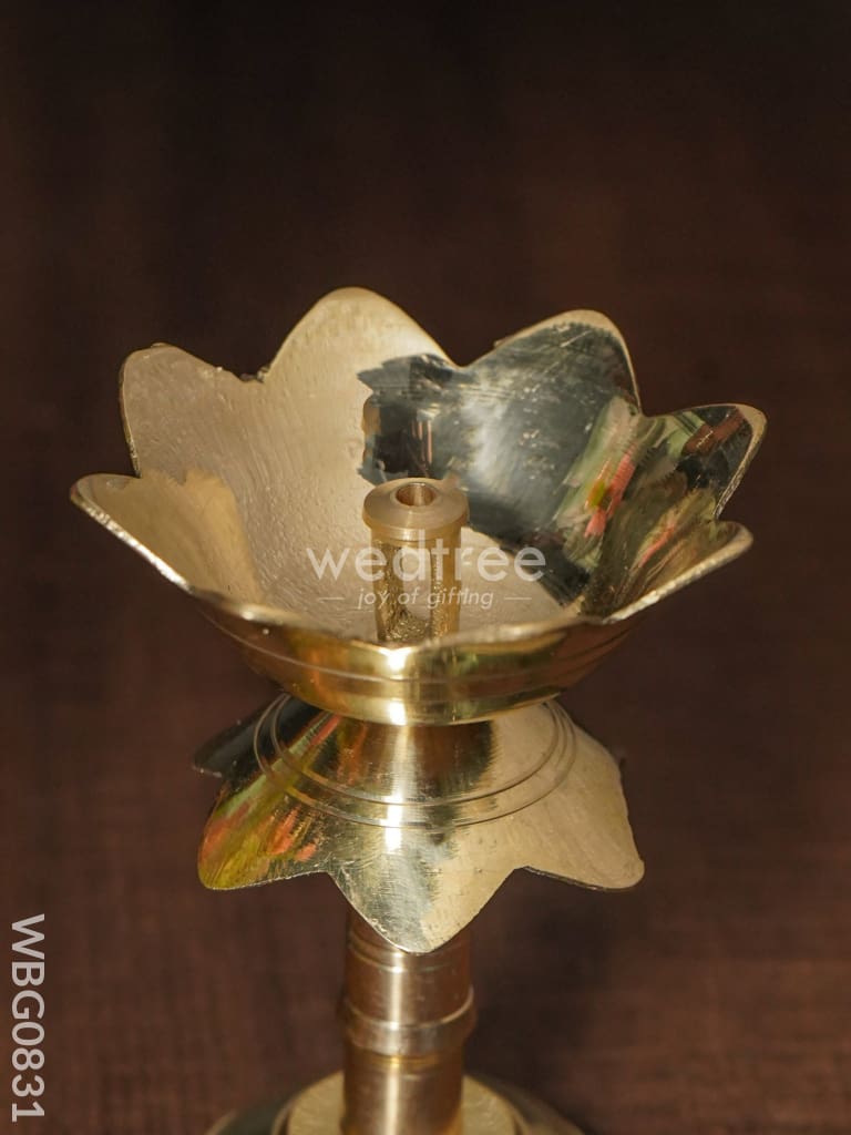 Brass Lotus Shape Diya With Stand - 3.5 Inch Wbg0831 Diyas