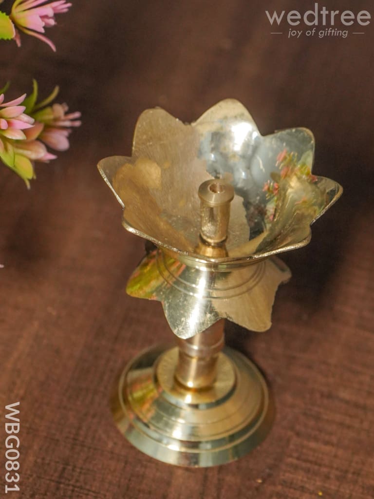 Brass Lotus Shape Diya With Stand - 3.5 Inch Wbg0831 Diyas