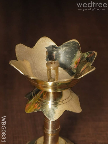 Brass Lotus Shape Diya With Stand - 3.5 Inch Wbg0831 Diyas