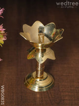 Brass Lotus Shape Diya With Stand - 3.5 Inch Wbg0831 Diyas