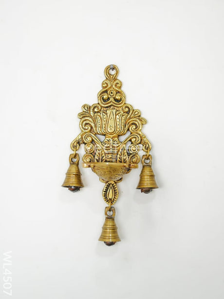 Brass Lotus Wall Hanging Diya With Bell - Wl4507