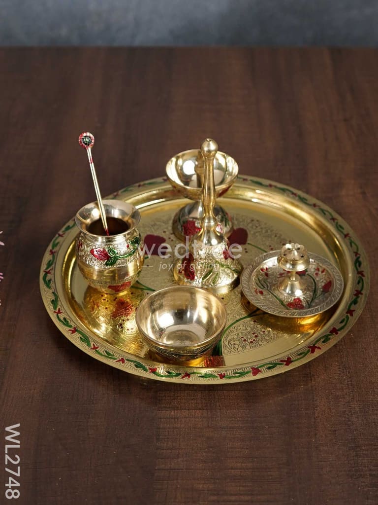 Brass (Meenakari) Pooja Thali Set - Wl2748 Utility