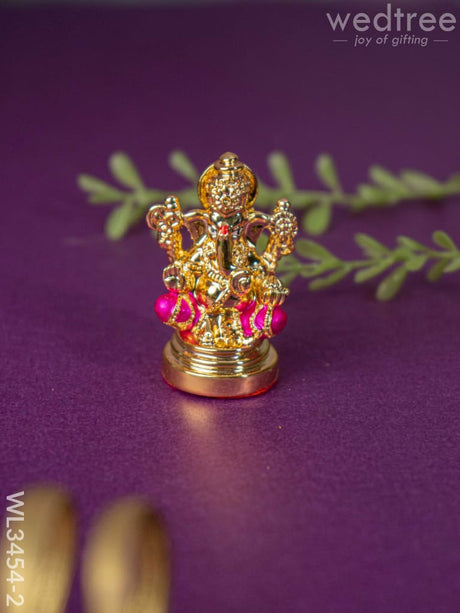 Brass Miniature Ganesha Idol - Wl3454 Pink Figurines