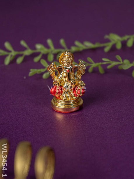 Brass Miniature Ganesha Idol - Wl3454 Red Figurines