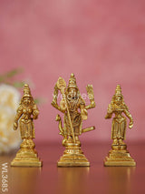 Brass Murugan Valli Deivanai Idols - Set Of 3 Wl3685 Figurines