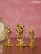 Brass Murugan Valli Deivanai Idols - Set Of 3 Wl3685 Figurines