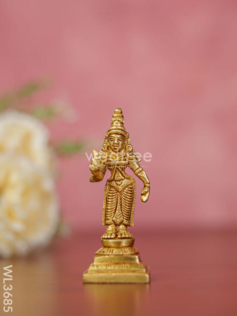 Brass Murugan Valli Deivanai Idols - Set Of 3 Wl3685 Figurines