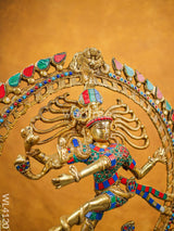 Brass Dancing Nataraja With Colourful Stonework - Wl4120 Figurines