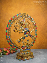 Brass Dancing Nataraja With Colourful Stonework - Wl4120 Figurines