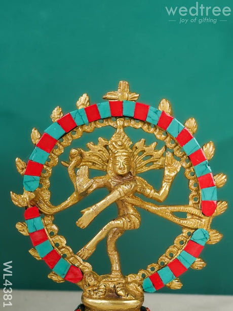 Brass Nataraja With Tile Work - Wl4381 Figurines