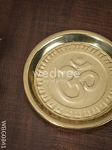 Brass Om Plate - 4.5 Inch Wbg0841 Pooja Utility