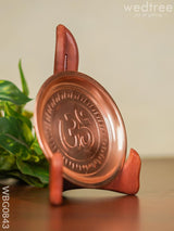 Brass Om Plate - Copper Coated 4.5 Inch Wbg0843 Pooja Utilities