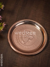 Brass Om Plate - Copper Coated 5.5 Inch Wbg0844 Pooja Utility