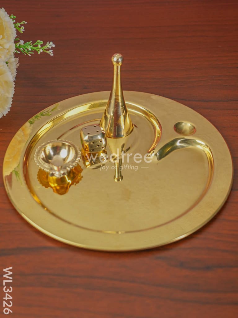 Brass Om Thali Set - Wl3426 Pooja Utility