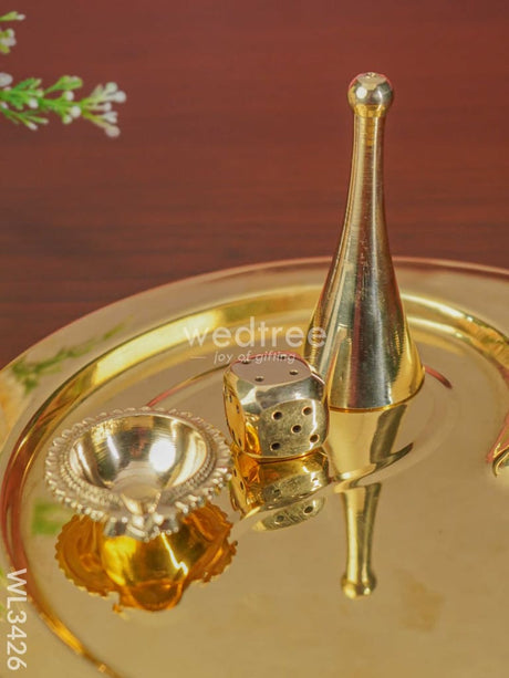 Brass Om Thali Set - Wl3426 Pooja Utility