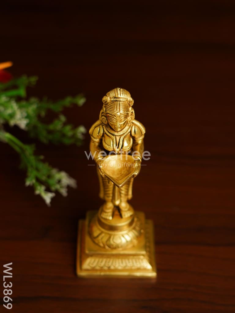 Brass Paavai Vilakku On Square Podium - Wl3869 Figurines