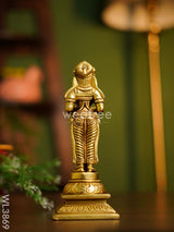 Brass Paavai Vilakku On Square Podium - Wl3869 Figurines