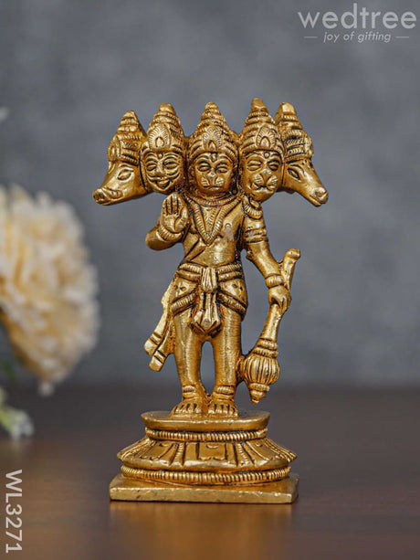 Brass Panchmukhi Hanuman - Brown Antique Finish Wl3271 Figurines