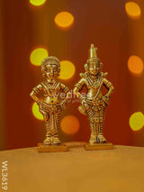 Brass Panduranga Rukmani Idol - Set Of 2 Wl3619 Figurines