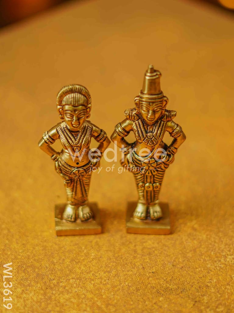 Brass Panduranga Rukmani Idol - Set Of 2 Wl3619 Figurines