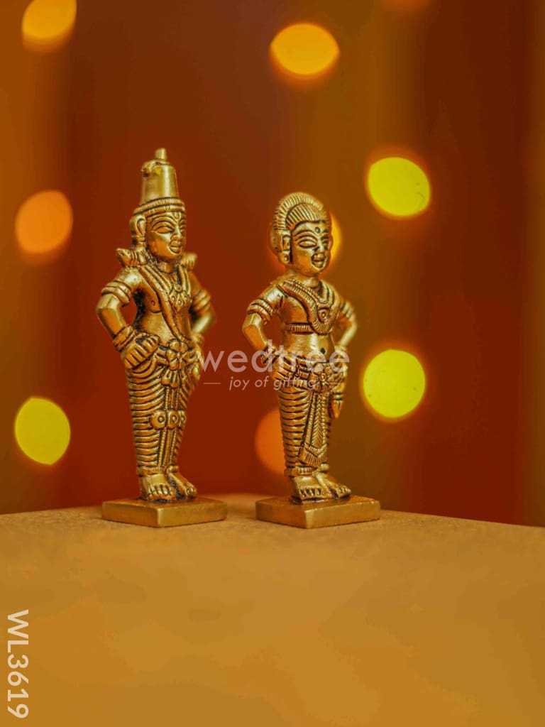 Brass Panduranga Rukmani Idol - Set Of 2 Wl3619 Figurines