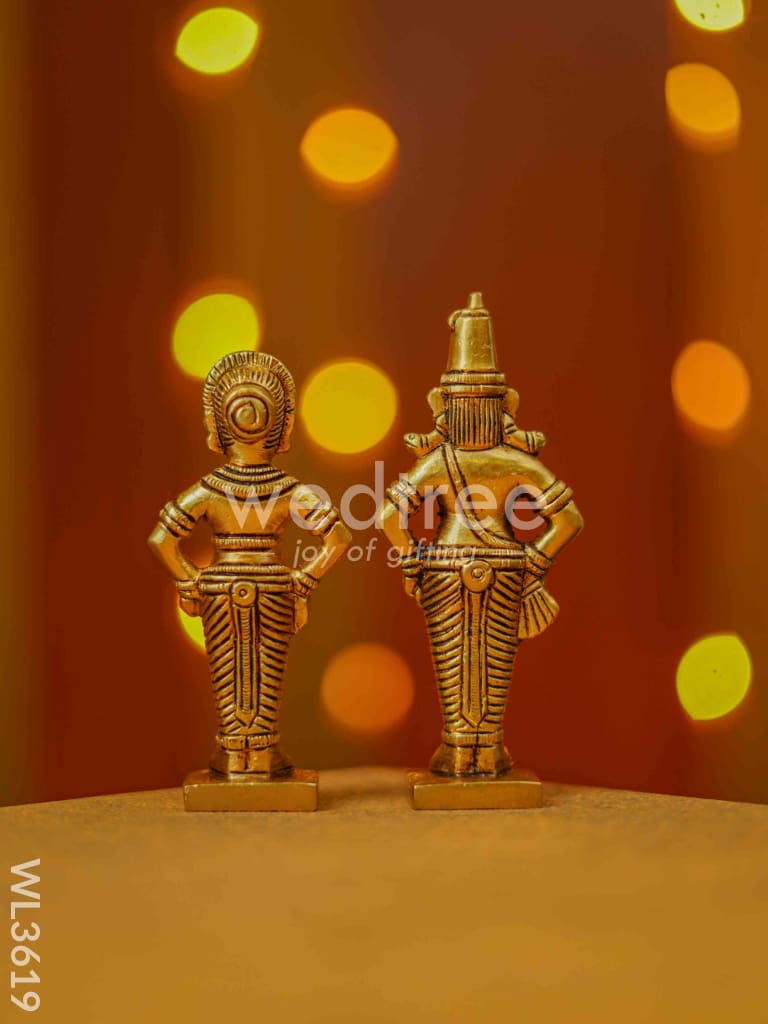 Brass Panduranga Rukmani Idol - Set Of 2 Wl3619 Figurines