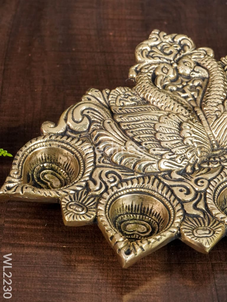 Brass Peacock 5 Face Aarti Diya - Wl2230