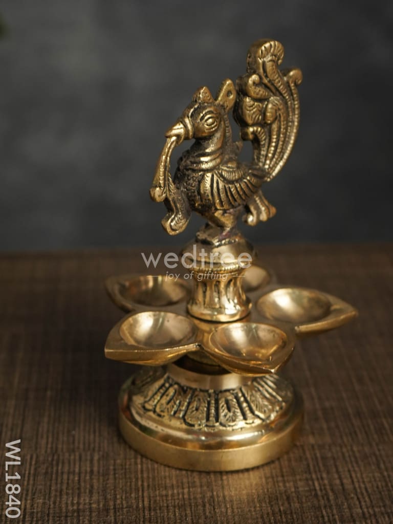 Brass Peacock 5 Face Diya - Wl1840