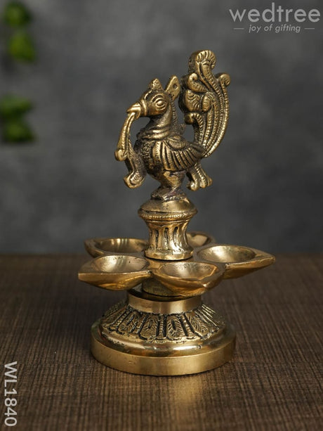 Brass Peacock 5 Face Diya - Wl1840