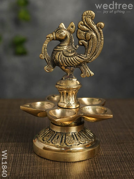 Brass Peacock 5 Face Diya - Wl1840