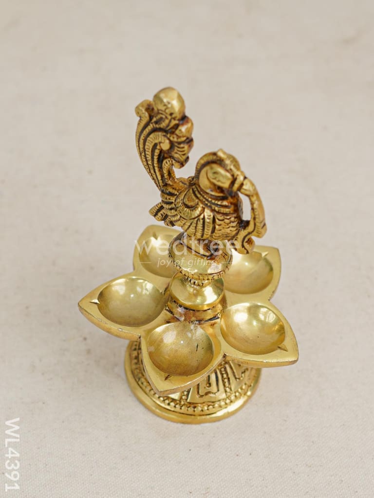 Brass Peacock 5 Face Diya - Wl4391