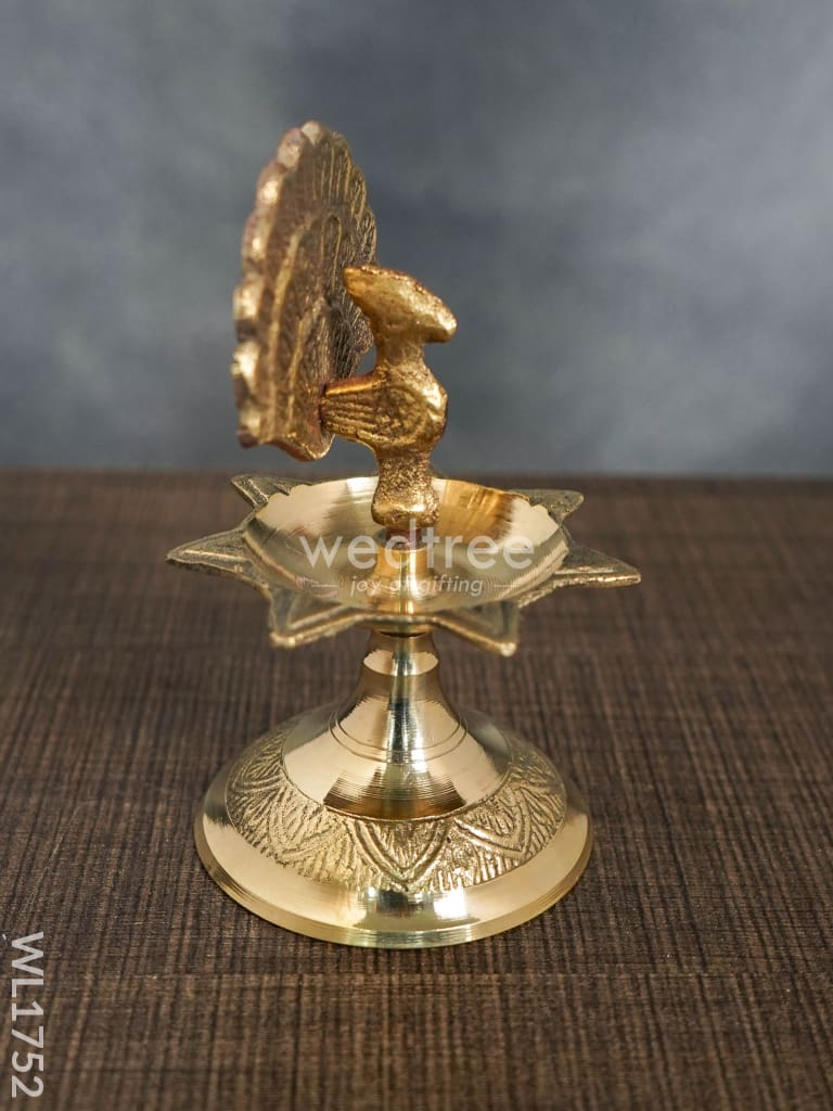 Brass Peacock Diya With 7 Face - Wl1752