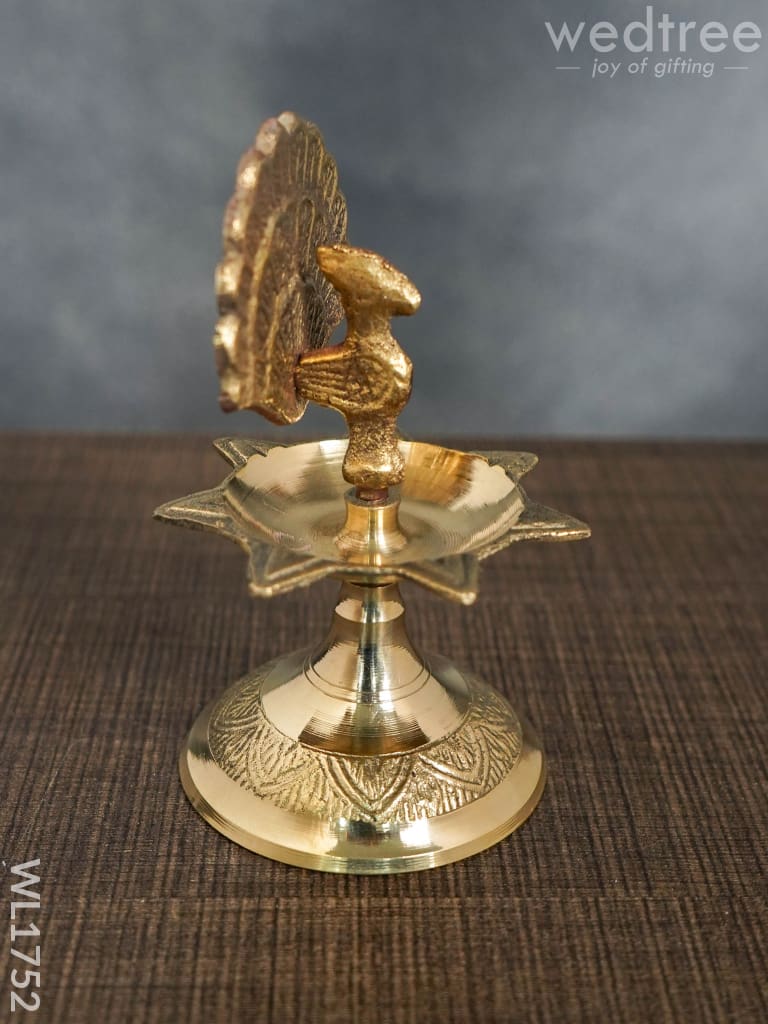 Brass Peacock Diya With 7 Face - Wl1752