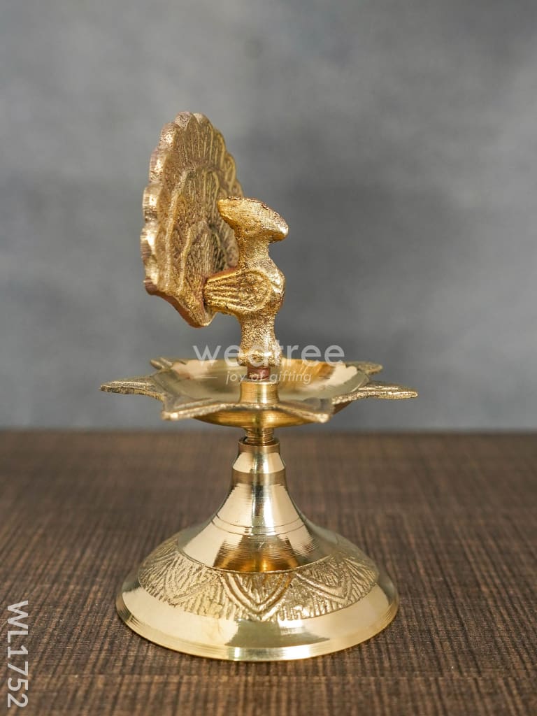 Brass Peacock Diya With 7 Face - Wl1752