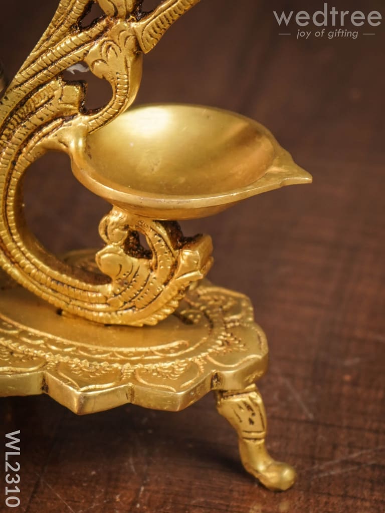 Brass Peacock Diya With Chowki - Wl2310