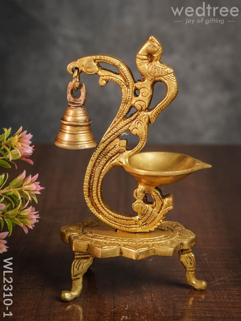 Brass Peacock Diya With Chowki - Wl2310