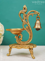 Brass Peacock Diya With Chowki - Wl2310 7.5 Inch