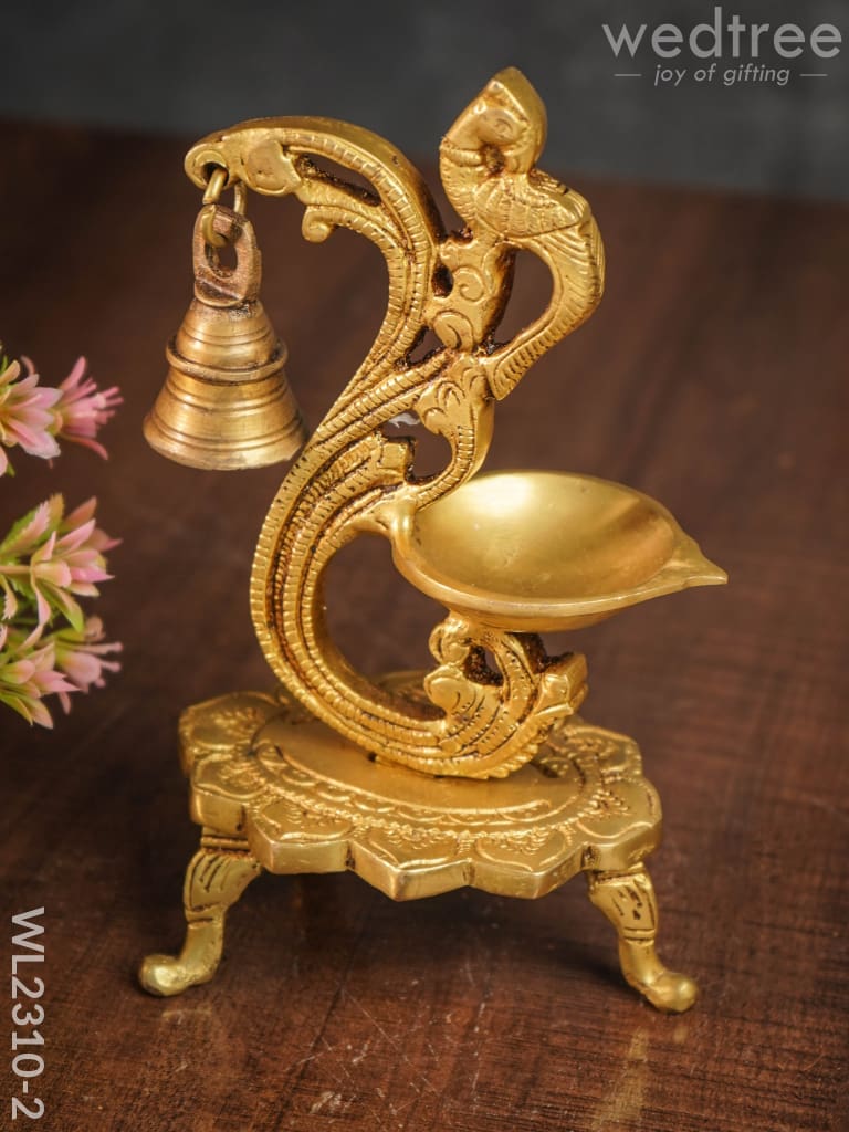 Brass Peacock Diya With Chowki - Wl2310