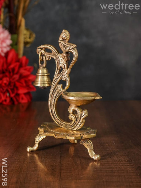 Brass Peacock Diya With Chowki - Wl2598