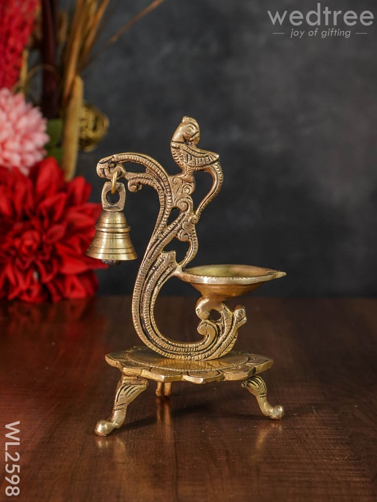 Brass Peacock Diya With Chowki - Wl2598