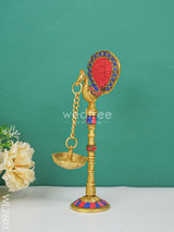 Brass Peacock Hanging Diya With Stone Work (Set Of 2) - Wl2603